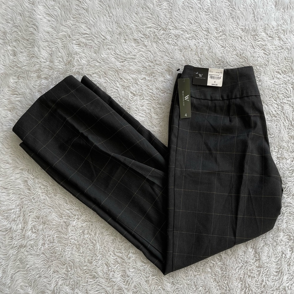 Worthington Graphite & Toffee Plaid Print Dress Pants